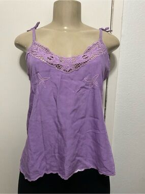 Boat women’s Y2K 2000s Lavender crochet-Trim Spaghetti Strap Top size L